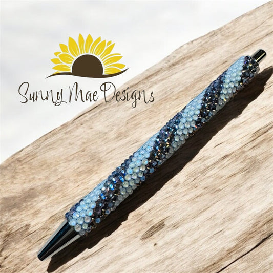 Rhinestone Pen - Blue Swirl