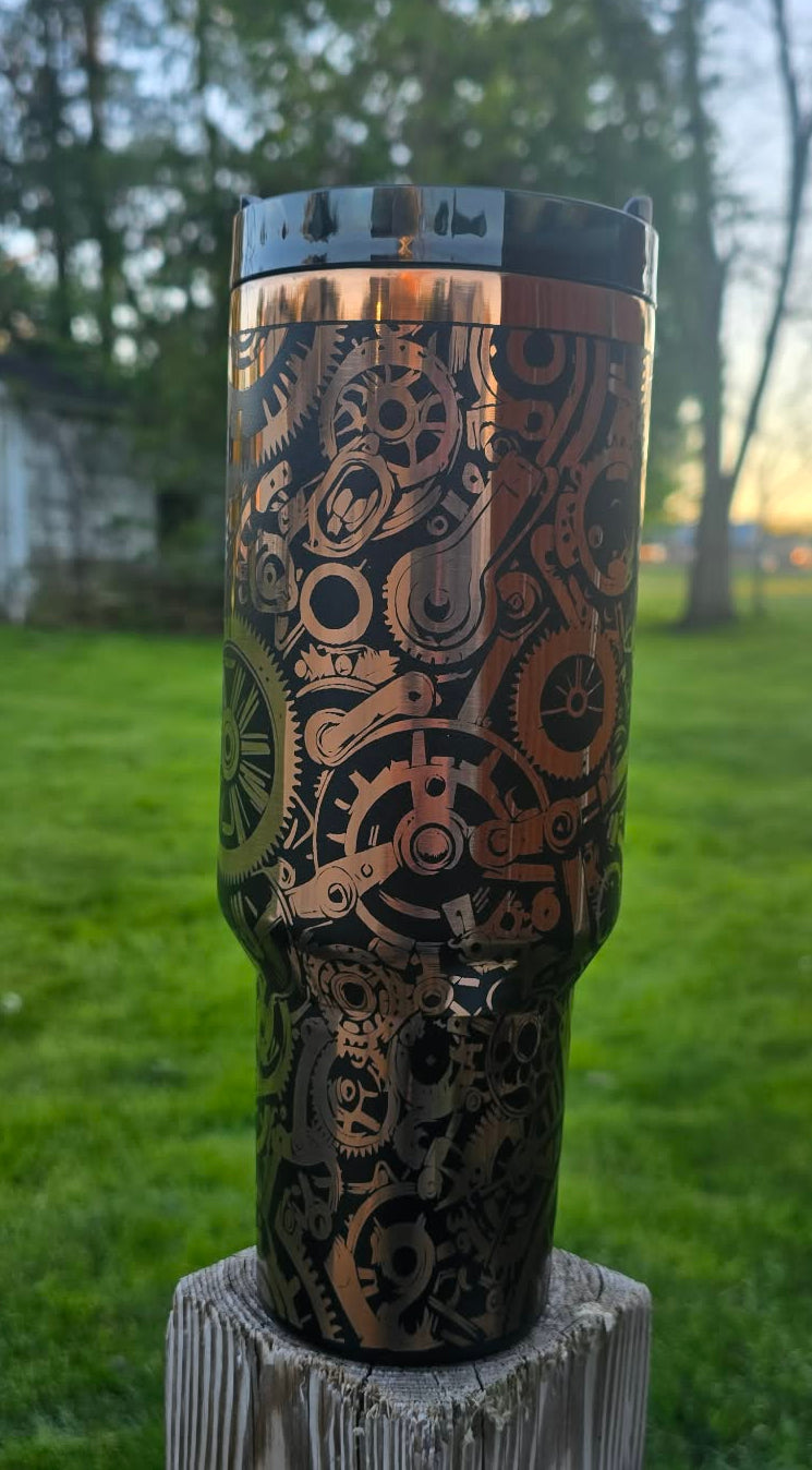 Gears Engraved Tumbler